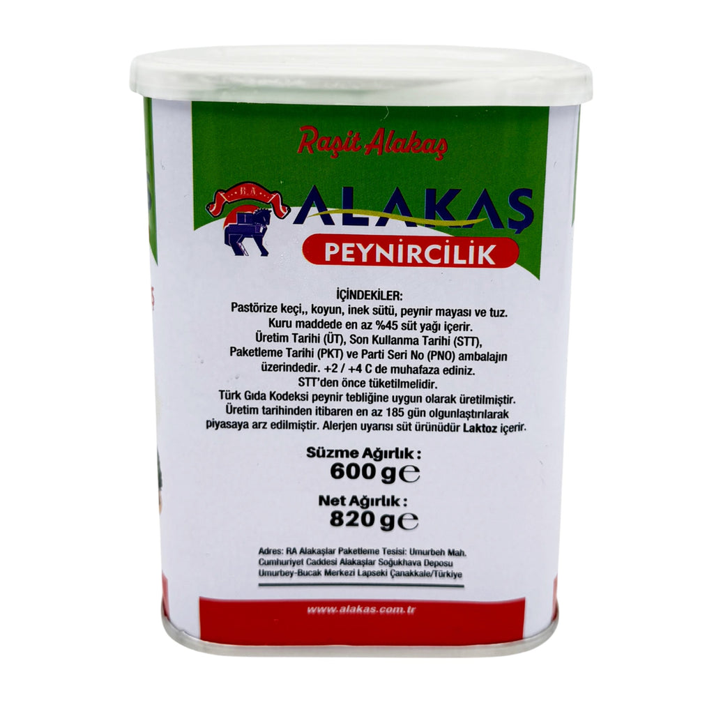 Alakaşlar Çanakkale Beyaz Peyniri 600 Gr arka etiket