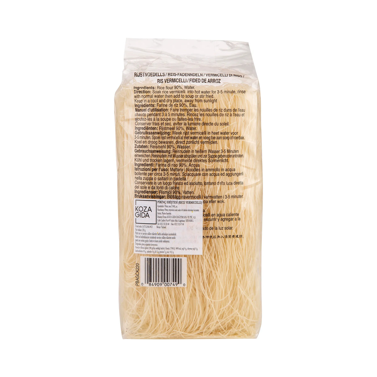Cock Brand Pirinç Eriştesi 220 Gr arka etiket