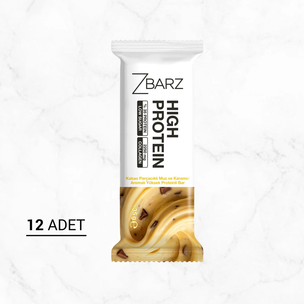 Zbarz %35 Protein Bar Kakao Parçacıklı Muz & Karamel 35 Gr x24 ürün görünümü