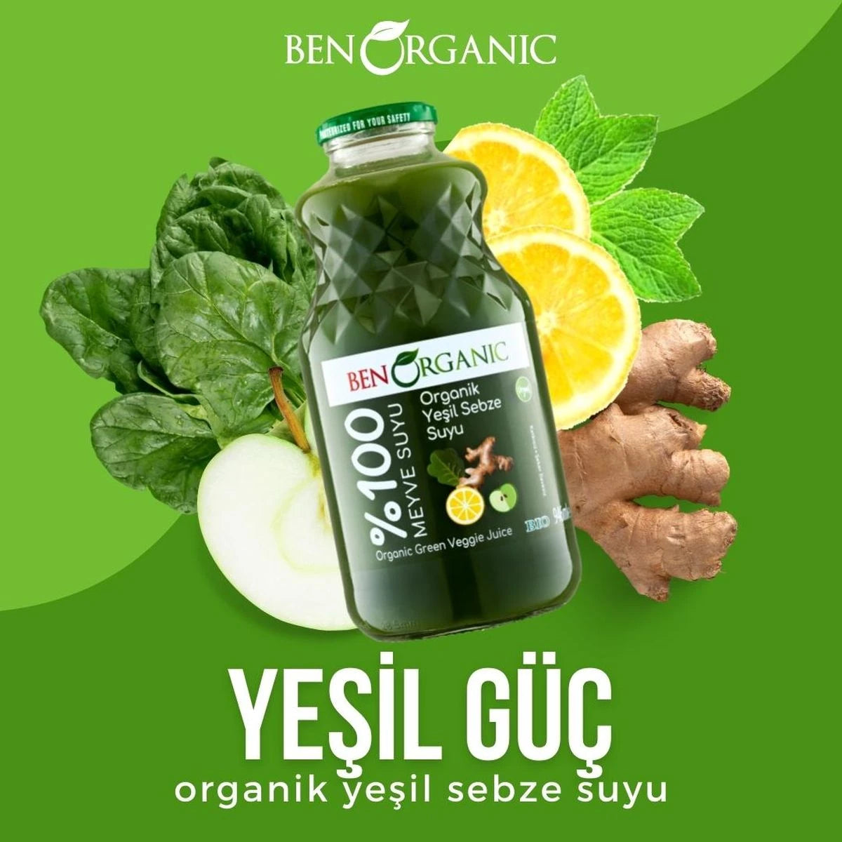 Benorganic Organik Yeşil Sebze Suyu 946 Ml