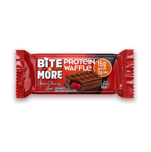 Bite & More Kakaolu Vişne Kremalı Protein Waffle 55 Gr