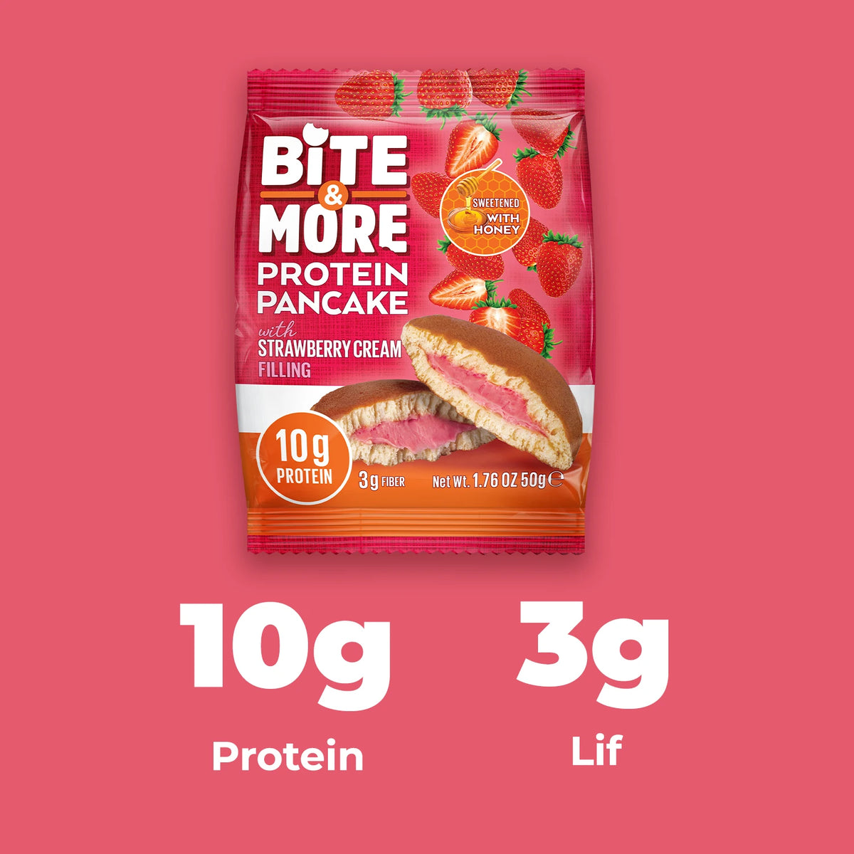 Bite&More Çilek Dolgulu Protein Pancake 50 Gr