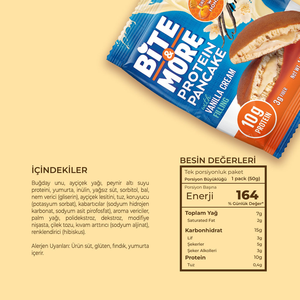 Bite&More Vanilya Dolgulu Protein Pancake 50 Gr