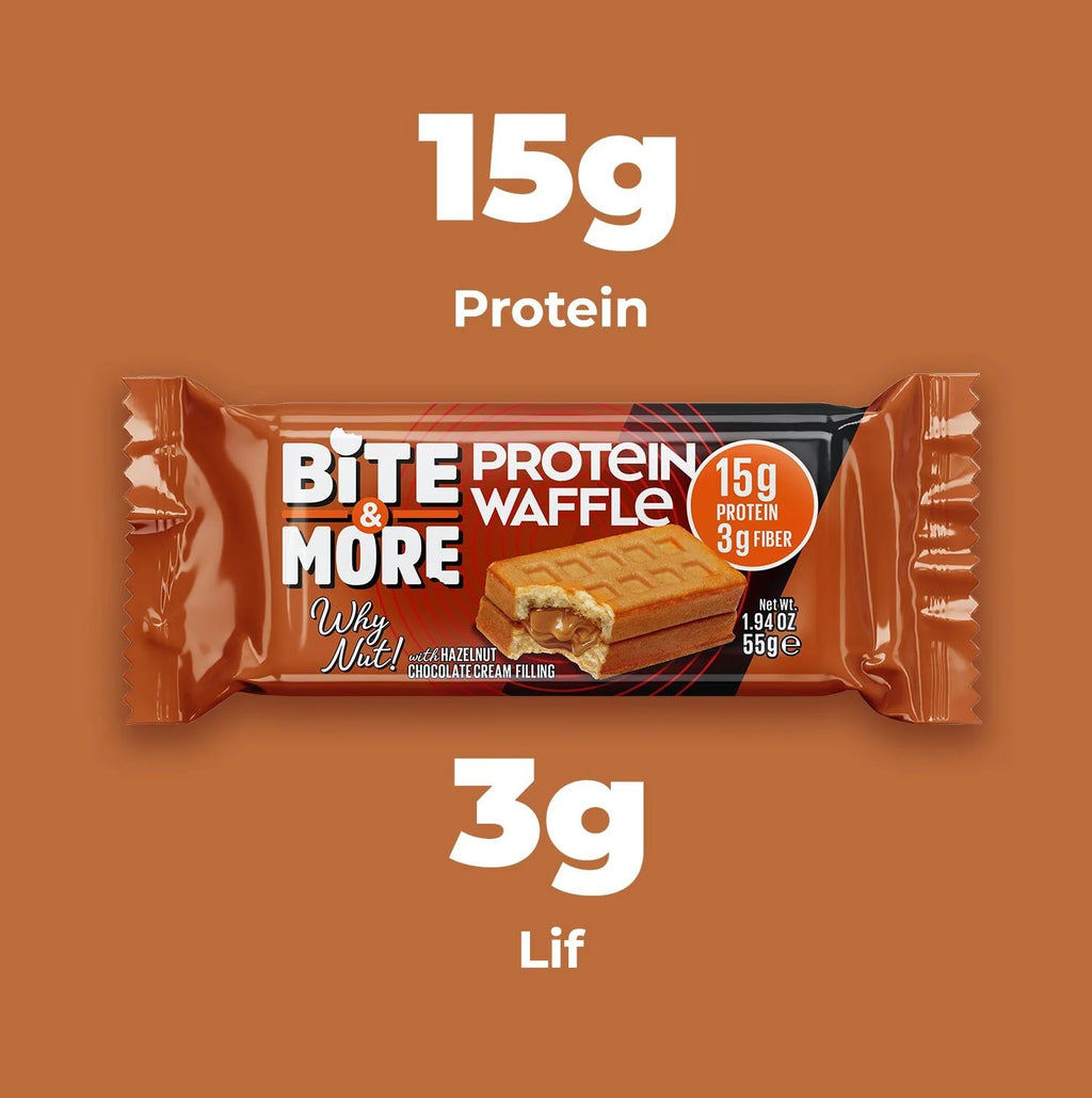 Bite&More Fındık Dolgulu Protein Waffle 55 Gr