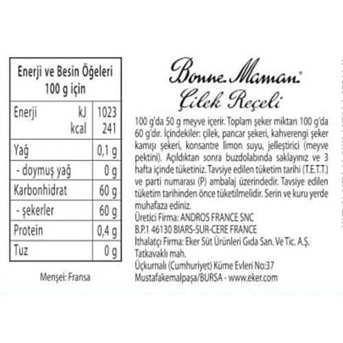 Bonne Maman Çilek Reçeli 370 Gr