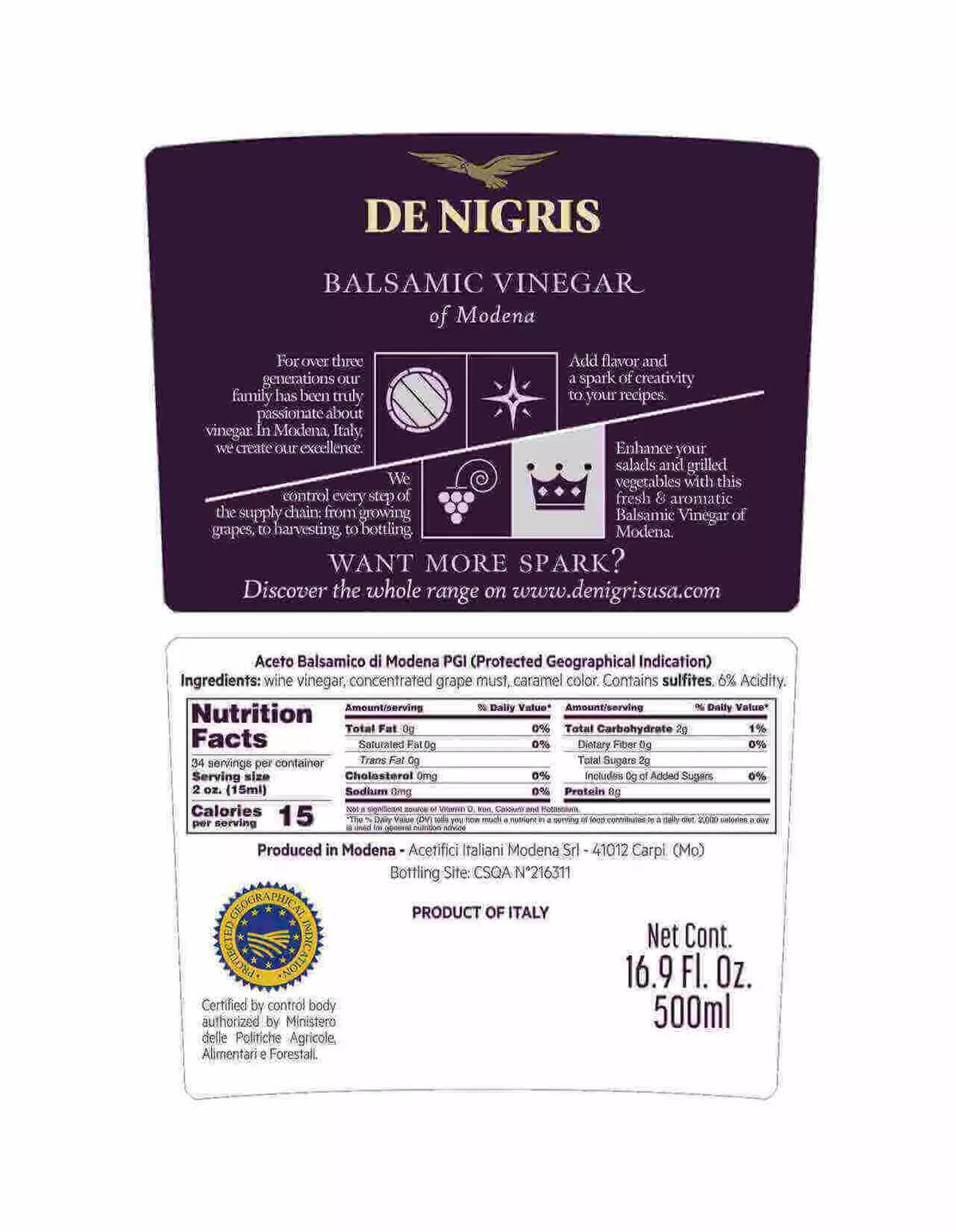 De Nigris Balzamik Sirke 500 Ml