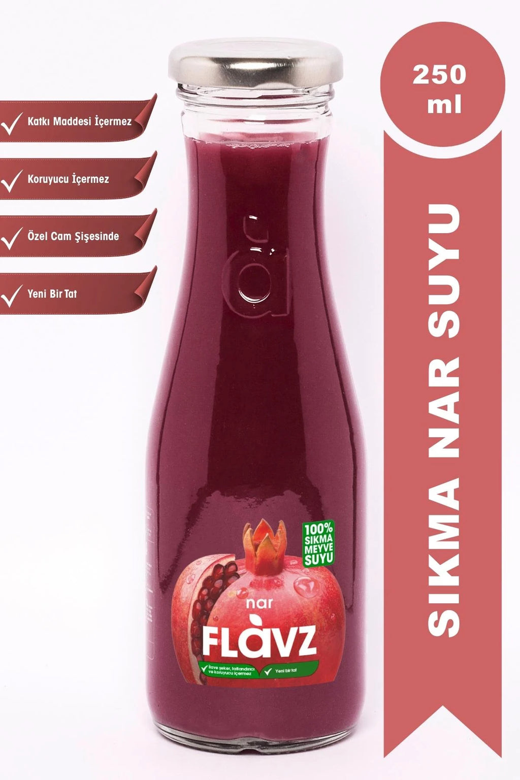 Flavz %100 Nar Meyve Suyu 250 Ml