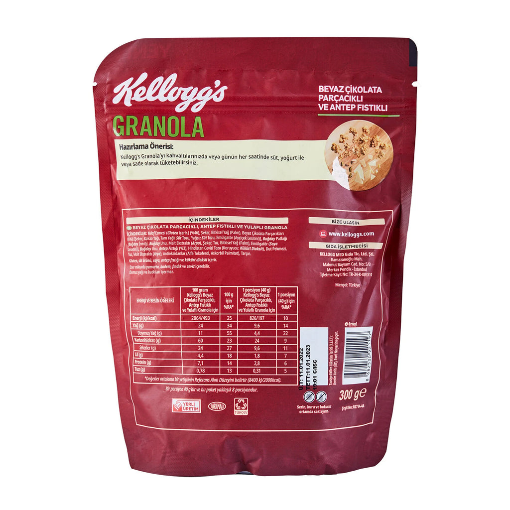 Kellogg'S Beyaz Çikolata Ve Antep Fıstıklı Granola 300 Gr