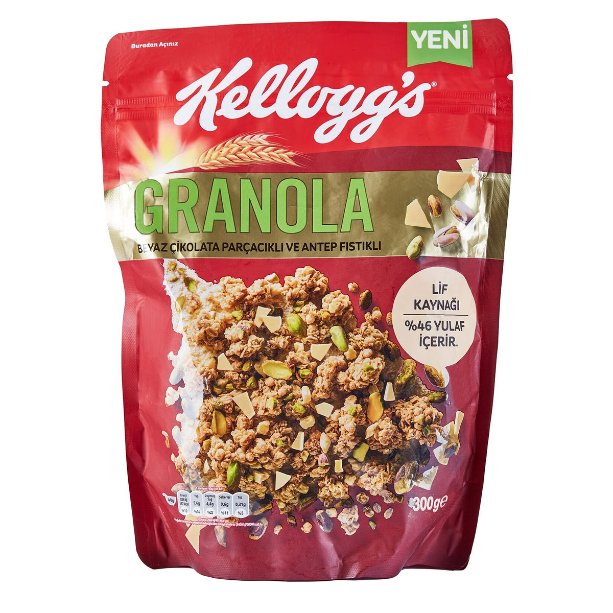 Kellogg'S Beyaz Çikolata Ve Antep Fıstıklı Granola 300 Gr