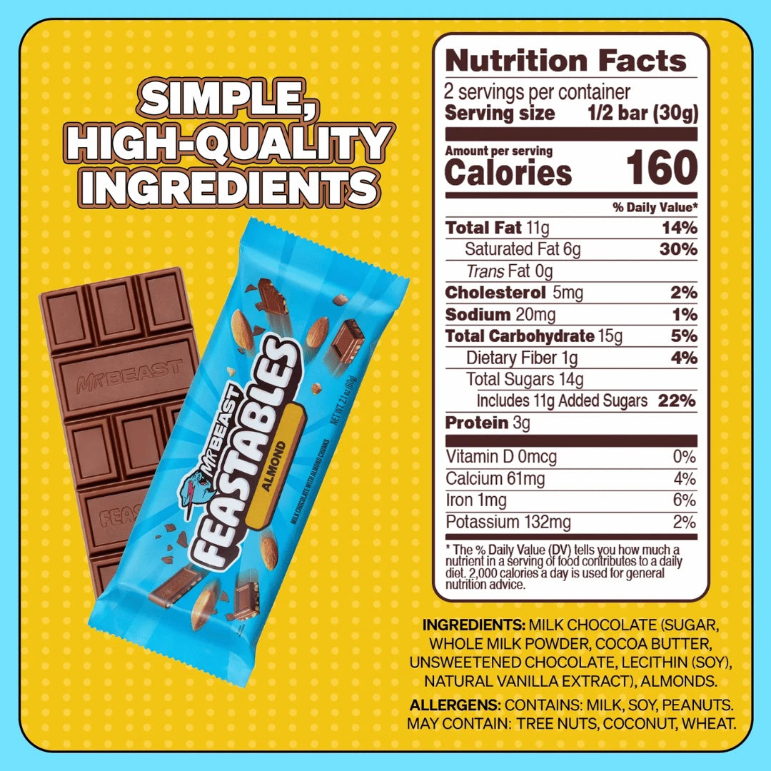 Mrbeast Feastables Almond 60 Gr * 10