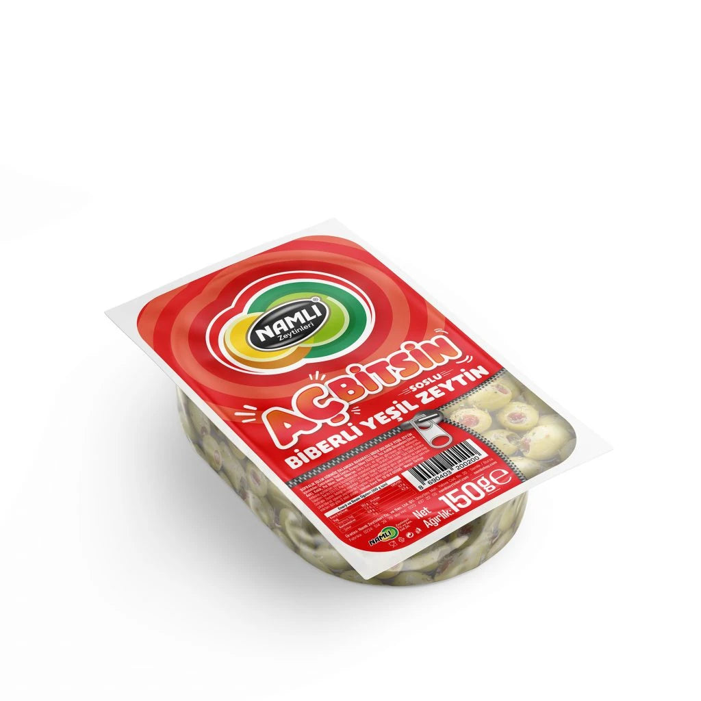Namlı Aç Bitsin Biberli Yeşil Zeytin 150 Gr