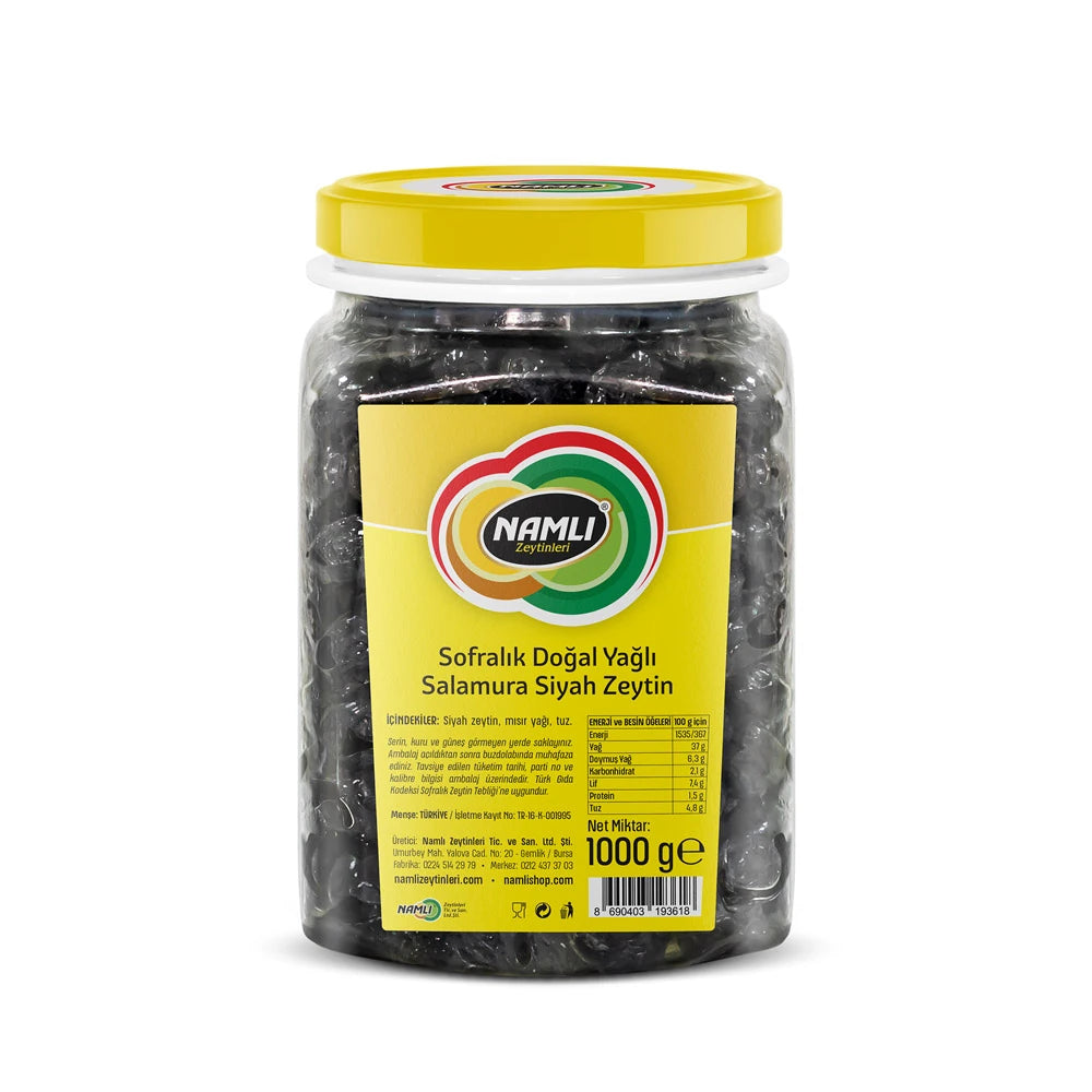 Namlı Yağlı Salamura Gemlik Tipi 261-290 Kb Siyah Zeytin 1000 Gr