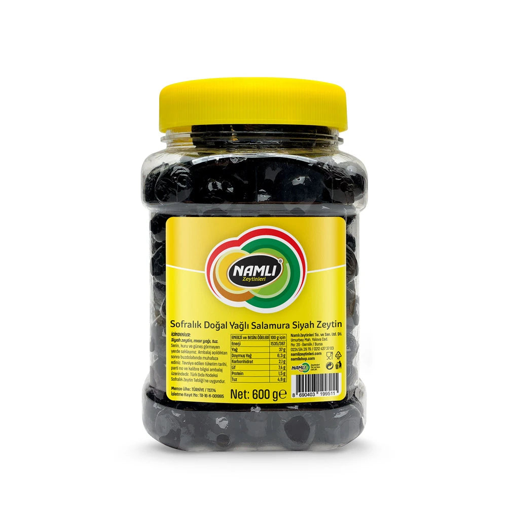 Namlı Yağlı Salamura Gemlik Tipi 261-290 Kb Siyah Zeytin 600 Gr