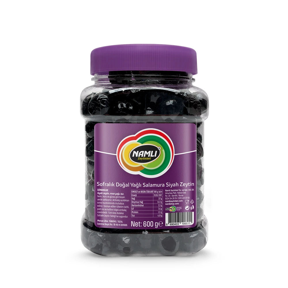 Namlı Yağlı Salamura Gemlik Tipi 291-350 Kb Siyah Zeytin 600 Gr