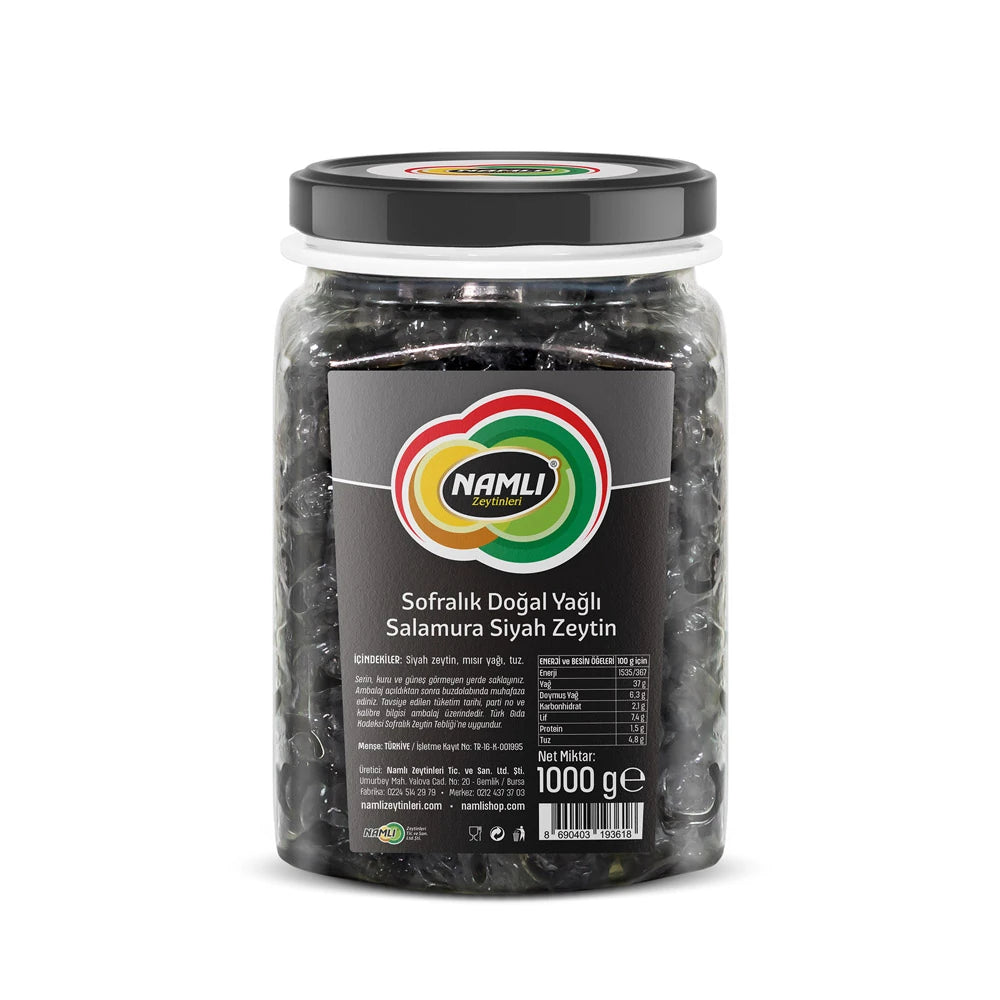 Namlı Yağlı Salamura Gemlik Tipi 231-260 Kb Siyah Zeytin 1000 Gr