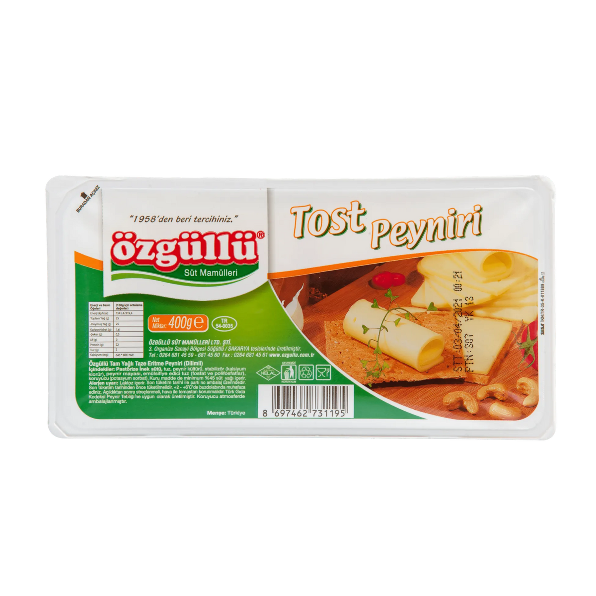 Özgüllü Dilimli Taze Kaşar Peyniri 400 Gr