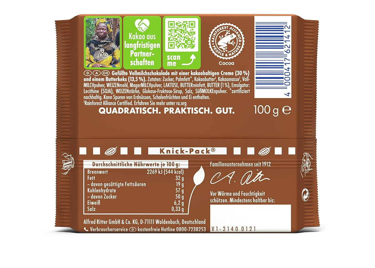 Ritter Sport Chocolate with Butter Biscuits 100 Gr