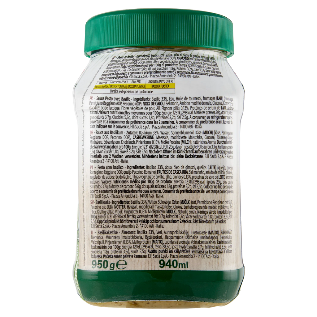 Sacla Pesto Alla Genovese 940 Ml