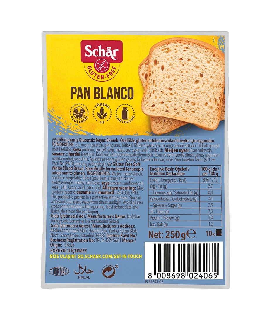 Schär Pan Blanco Glütensiz Beyaz Ekmek 250 Gr