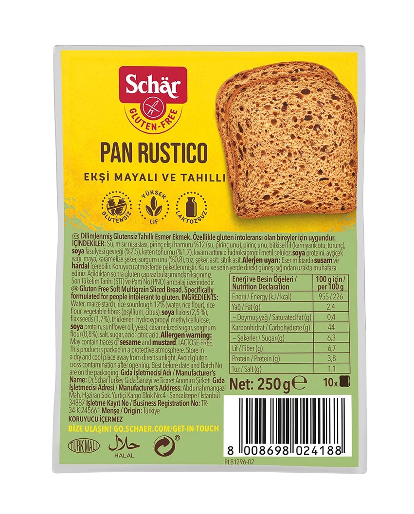 Schär Pan Rustico Glütensiz Ekşi Mayalı Ve Tahıllı Ekmek 250 Gr