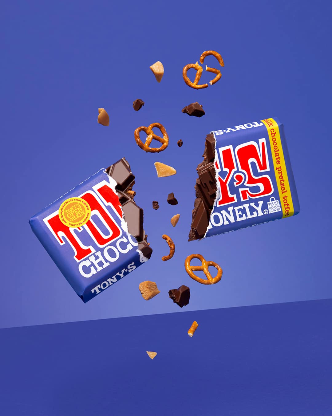 Tony's Chocolonely Dark Milk Pretzel Toffee Chocolate Bar 180 Gr