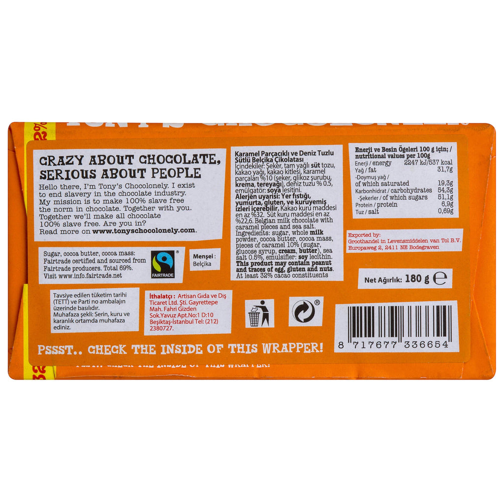 Tony's Karamel Ve Deniz Tuzlu Sütlü Çikolata 180 Gr