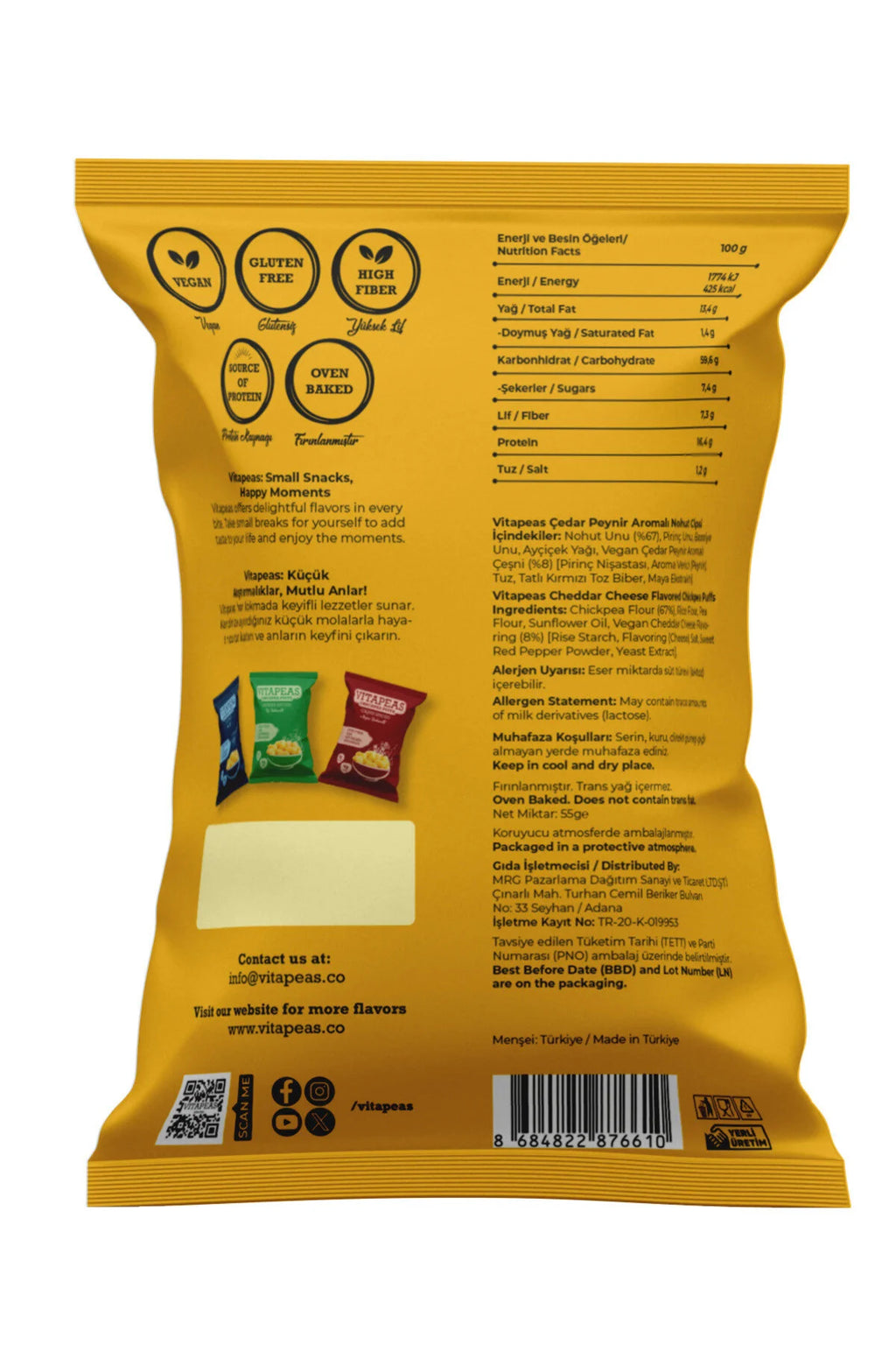 Vitapeas Cheddar Peynirli Nohut Cipsi 55 Gr