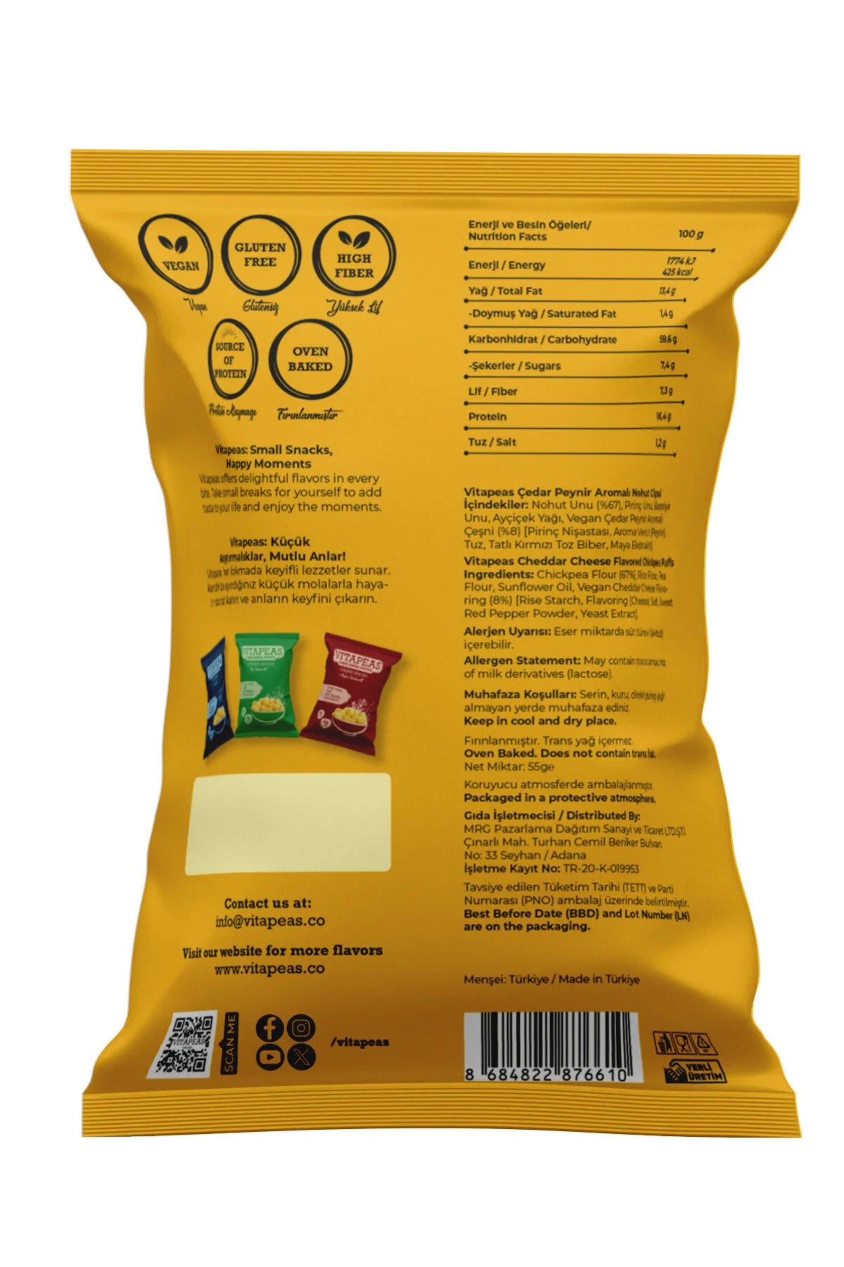 Vitapeas Cheddar Peynirli Nohut Cipsi 55 Gr