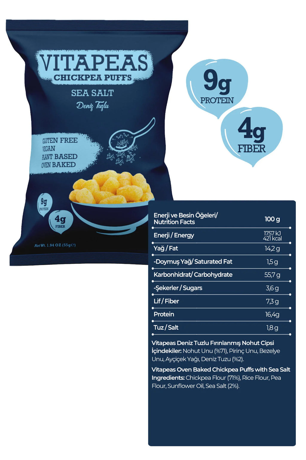 Vitapeas Deniz Tuzlu Nohut Cipsi 55 Gr