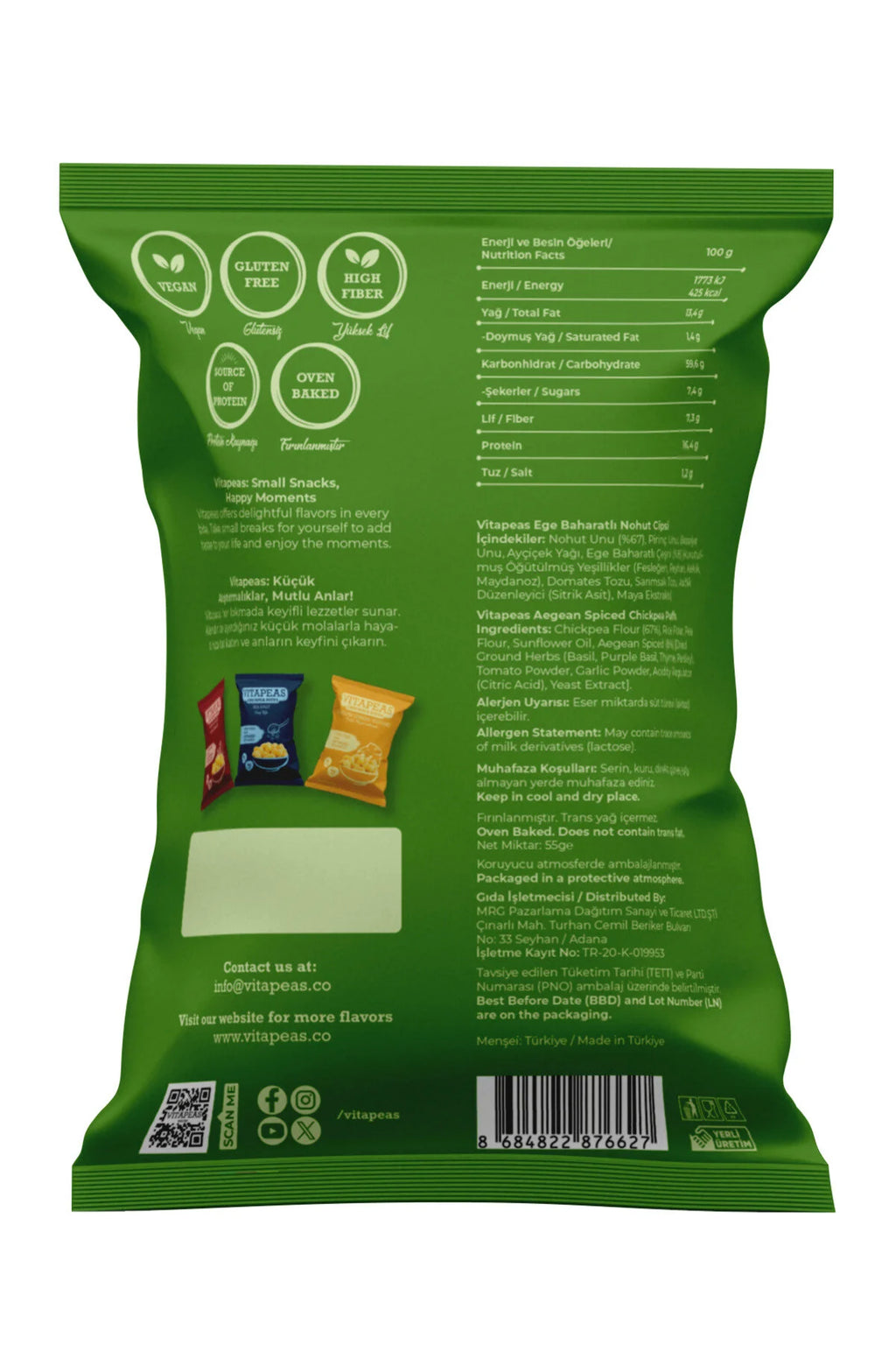 Vitapeas Ege Baharatlı Nohut Cipsi 55 Gr