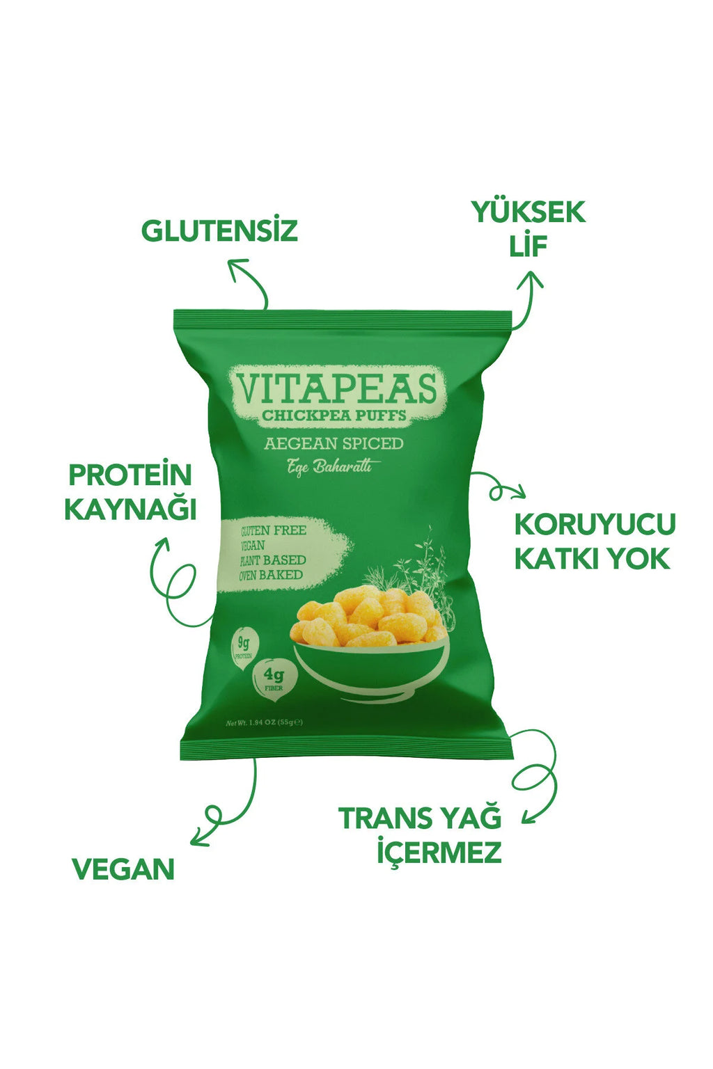 Vitapeas Ege Baharatlı Nohut Cipsi 55 Gr