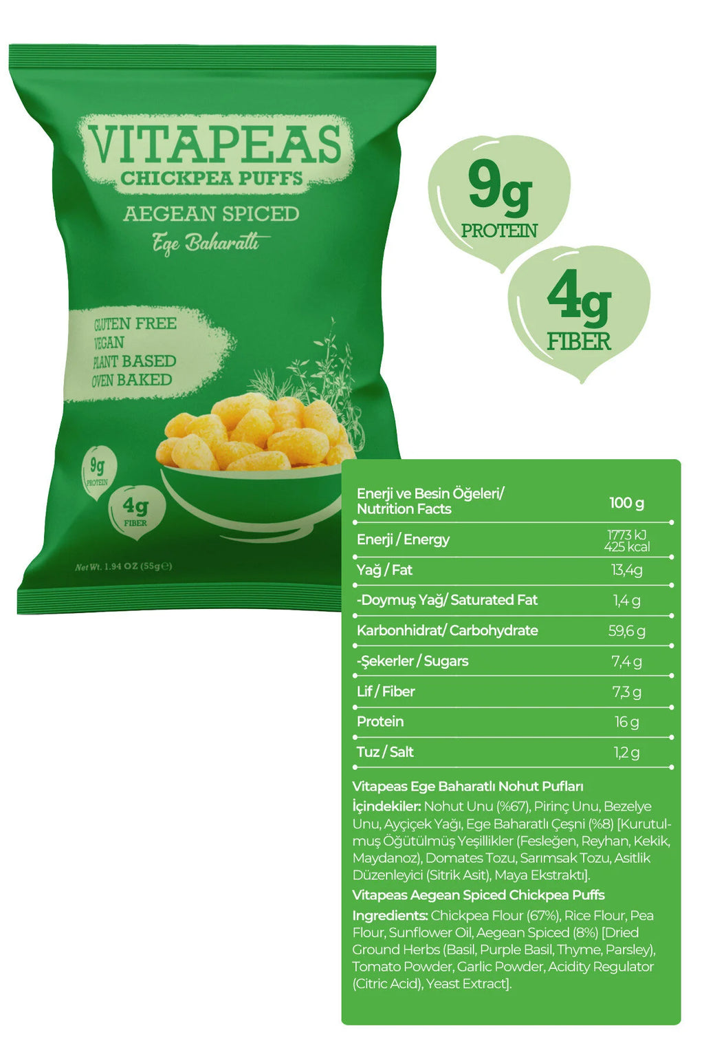 Vitapeas Ege Baharatlı Nohut Cipsi 55 Gr