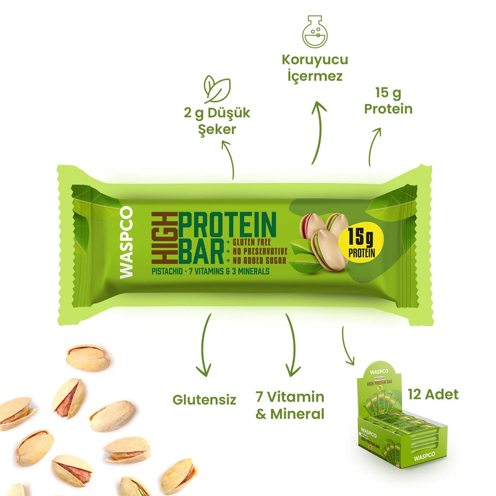 Waspco Antep Fıstıklı Protein Bar 50 Gr