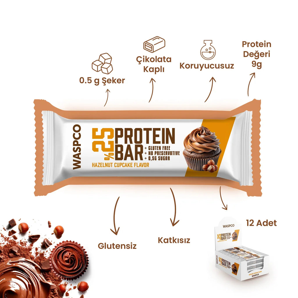 Waspco Çikolatalı Cupcake Aromalı Protein Bar 36 Gr