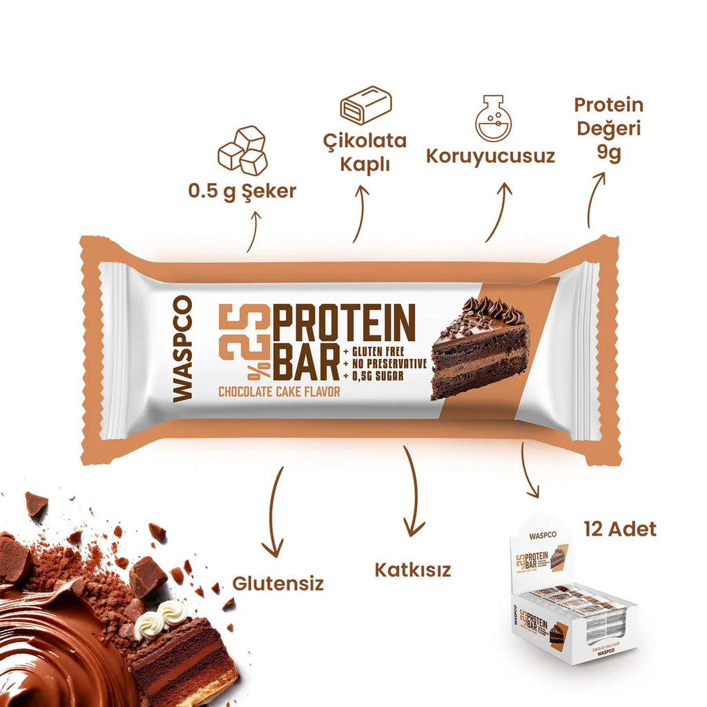 Waspco Çikolatalı Kek Aromalı Protein Bar 36 Gr