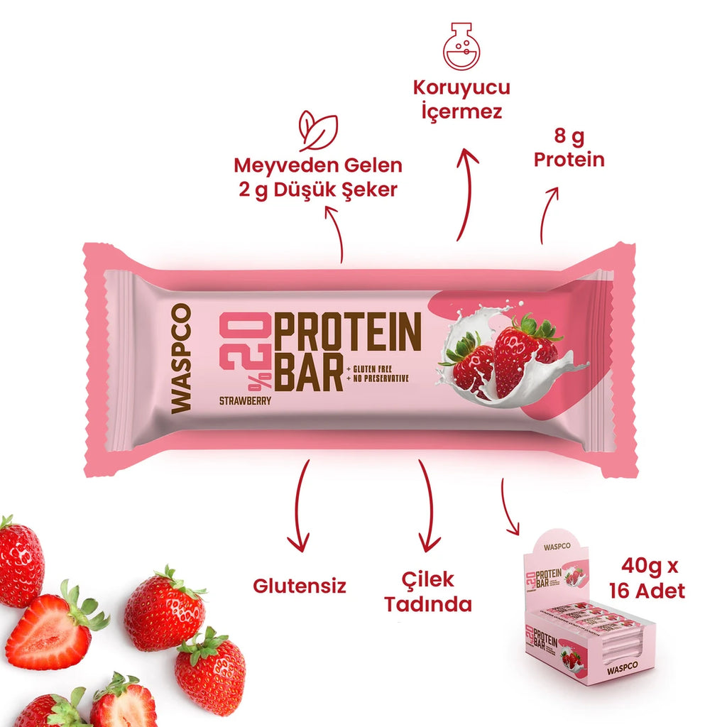 Waspco Çilekli Protein Bar 40 Gr