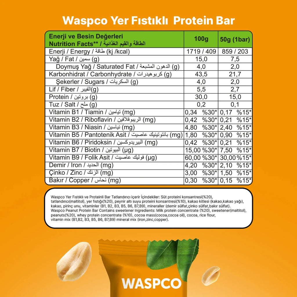 Waspco Fıstıklı Protein Bar 50 Gr